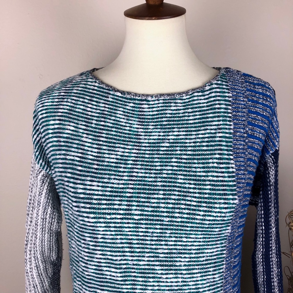 Style & Co Oversized Knit Sweater Blue White Small - Picture 2 of 9